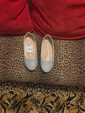 Women's Silver Sparkle Ballet Flats